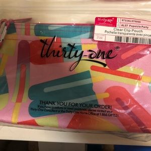 NWT Thirty-0ne zipper clear clip pouch Popsicle Party pattern so colorful